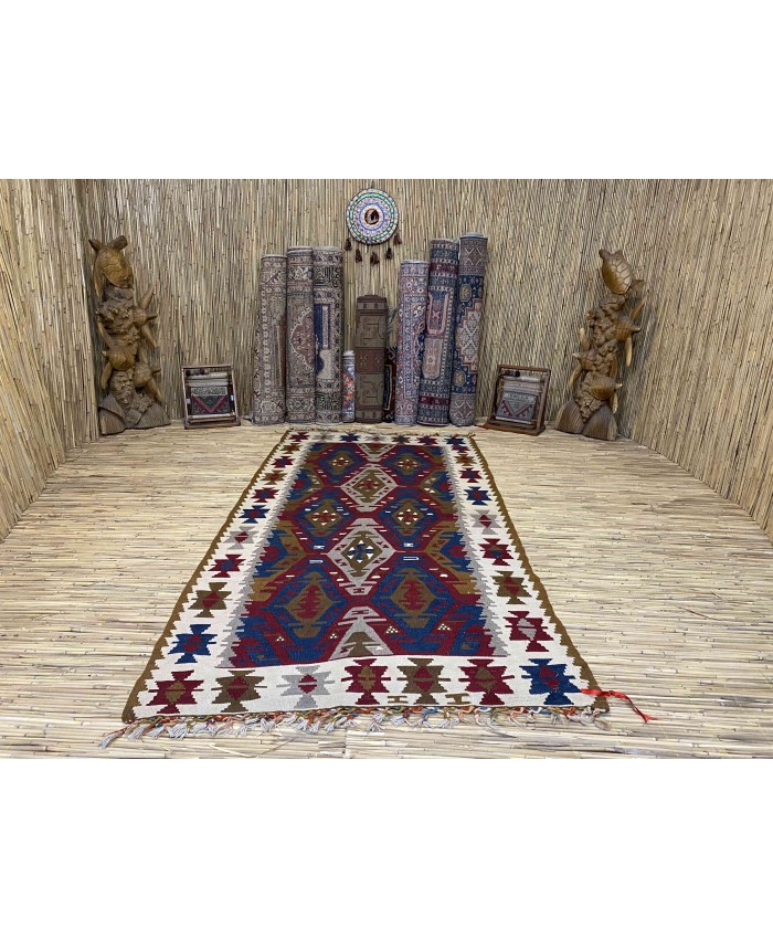 Handmade Turkish Kayseri Toprakkaya Nomadic Original  Wool on Wool Kilim – FREE SHIPPING..!